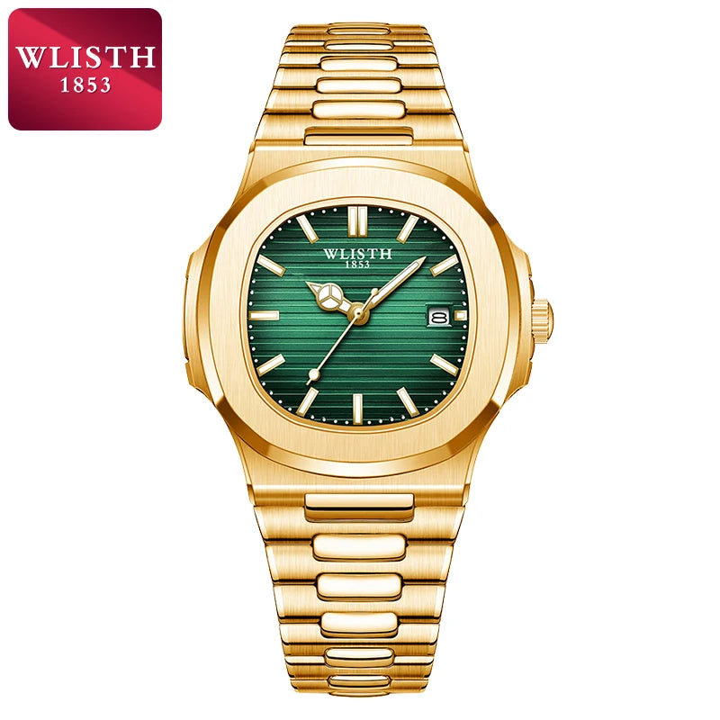 Wlisth relógios masculinos negócios relógios de quartzo moda relógio masculino luminoso à prova dwaterproof água esporte relógios masculino relógio de pulso de aço inoxidável
