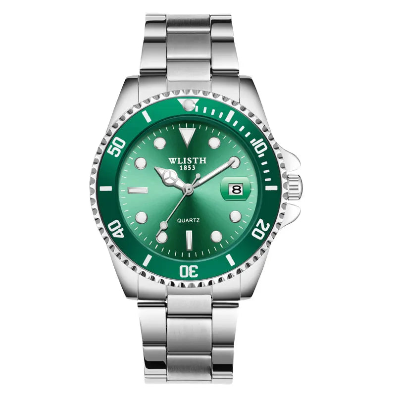 Relógio Masculino Clássico Vermelho e Azul com Lente de Aumento à Prova d'Água, Relógio Esportivo com Data, Relógio de Pulso Quartz Masculino