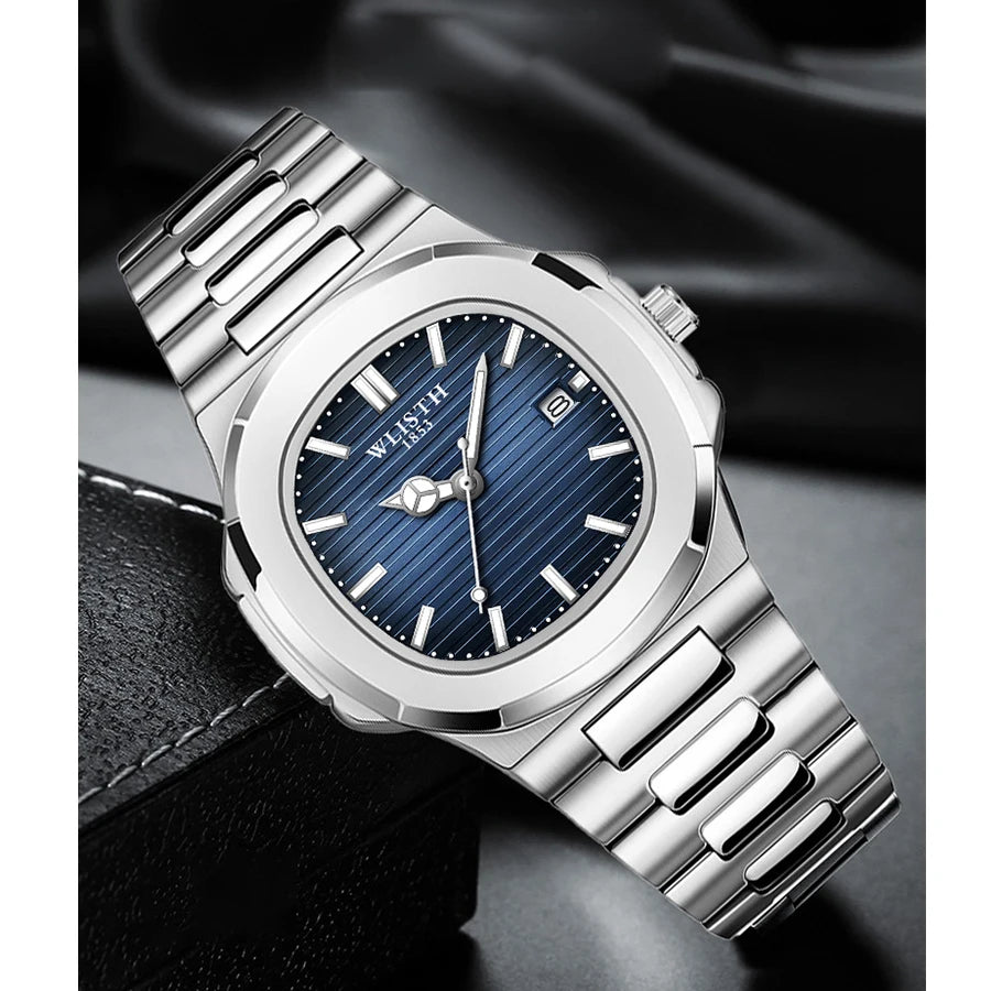Wlisth relógios masculinos negócios relógios de quartzo moda relógio masculino luminoso à prova dwaterproof água esporte relógios masculino relógio de pulso de aço inoxidável