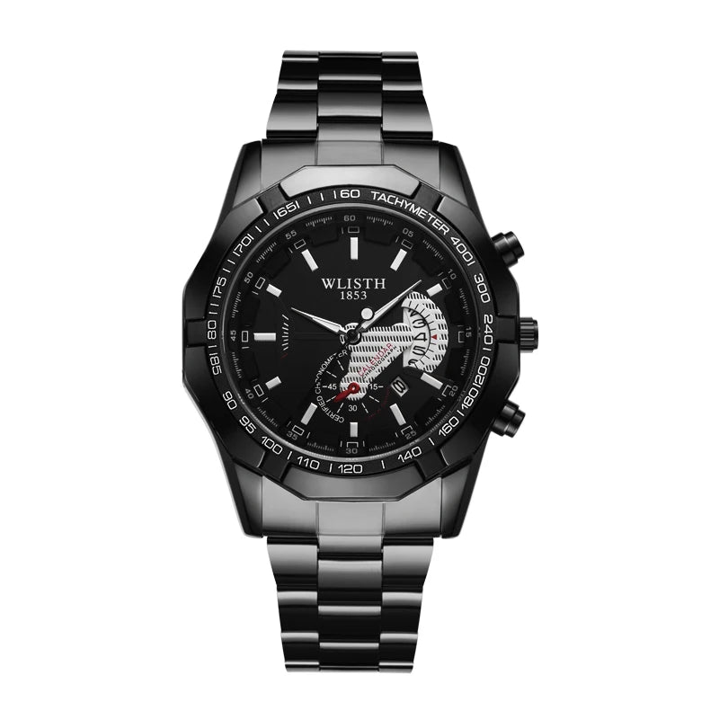 Relógio de quartzo com mostrador grande masculino, cinto de aço, calendário, moda casual, cross-border, comércio exterior