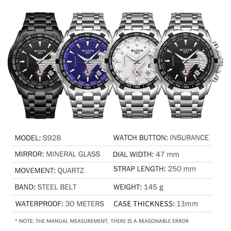 Relógio Masculino Simples e Elegante, Original, Quartz para Negócios Relógios de pulso à prova d'água, luminosos, com data e dia da semana, relógio esportivo masculino.