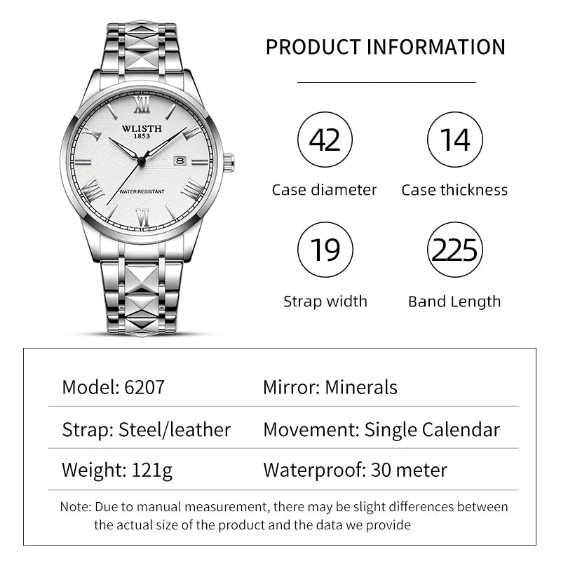 Homem de negócios relógio moda pulseira de couro relógios masculinos esporte à prova dwaterproof água calendário quartzo relógios de pulso masculino para homem