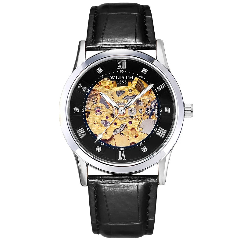 Wlisth marca máquinas relógios masculinos sólido aço inoxidável à prova dwaterproof água luminosa homem relógio de luxo automático relógio mecânico presente