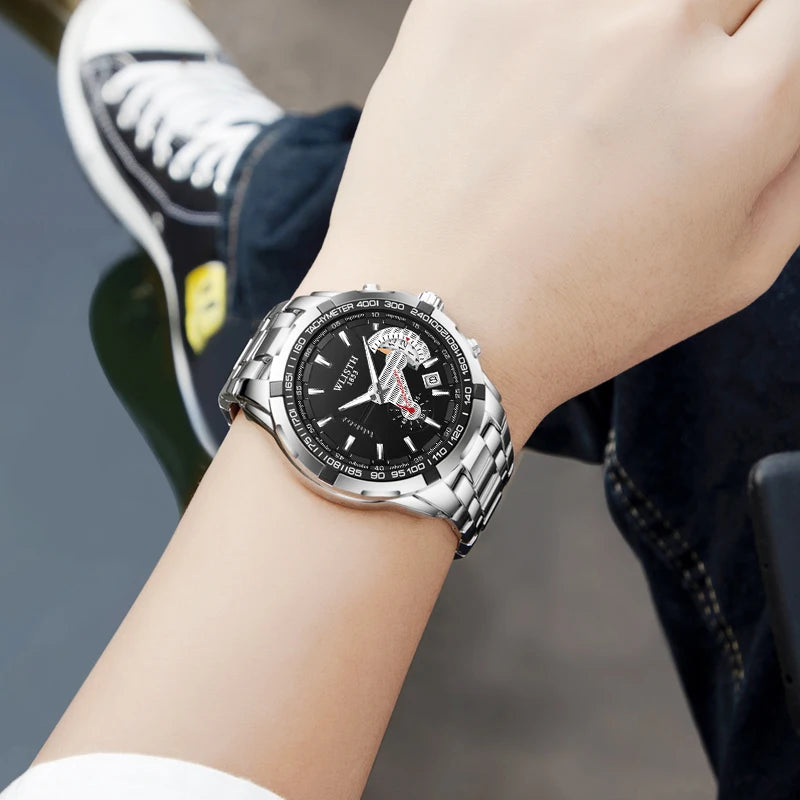 Relógio Masculino Simples e Elegante, Original, Quartz para Negócios Relógios de pulso à prova d'água, luminosos, com data e dia da semana, relógio esportivo masculino.