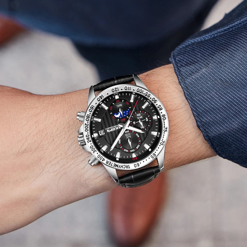 Relógios masculinos relógio de quartzo multifuncional cronógrafo relógios masculino à prova dwaterproof água ponteiro luminoso relógios reloj hombre