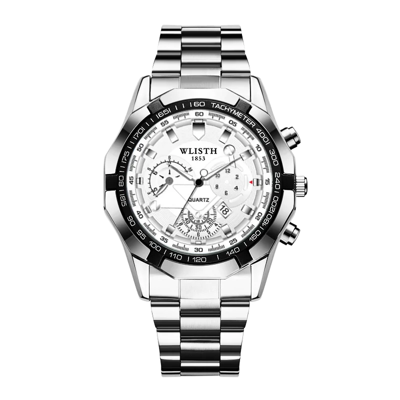 Relógio Masculino Original Esportivo Quartz com Calendário Pulseira de Aço à Prova d'Água Luminosa Multifuncional Relógio Quartz Reloj Hombre