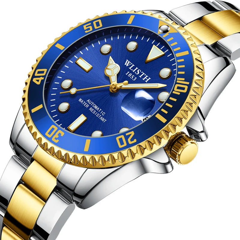 RELOGIO 1  Wlisth relógio masculino clássico original relógio mecânico automático à prova dwaterproof água luminosa aço inoxidável homem data luxo