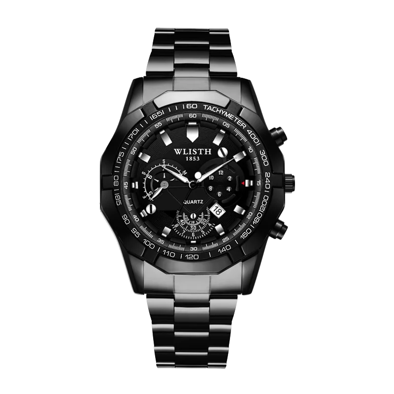 Relógio Masculino Original Esportivo Quartz com Calendário Pulseira de Aço à Prova d'Água Luminosa Multifuncional Relógio Quartz Reloj Hombre