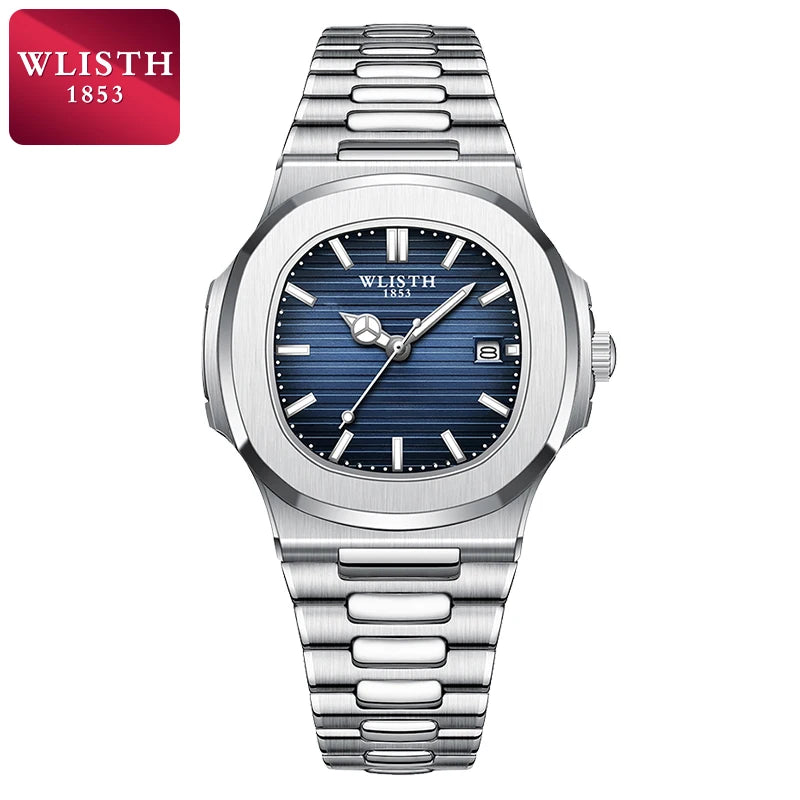 Wlisth relógios masculinos negócios relógios de quartzo moda relógio masculino luminoso à prova dwaterproof água esporte relógios masculino relógio de pulso de aço inoxidável