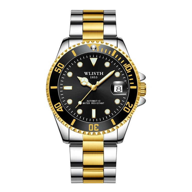 RELOGIO 1  Wlisth relógio masculino clássico original relógio mecânico automático à prova dwaterproof água luminosa aço inoxidável homem data luxo