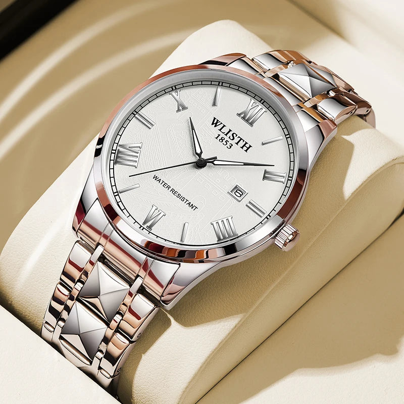 Homem de negócios relógio moda pulseira de couro relógios masculinos esporte à prova dwaterproof água calendário quartzo relógios de pulso masculino para homem