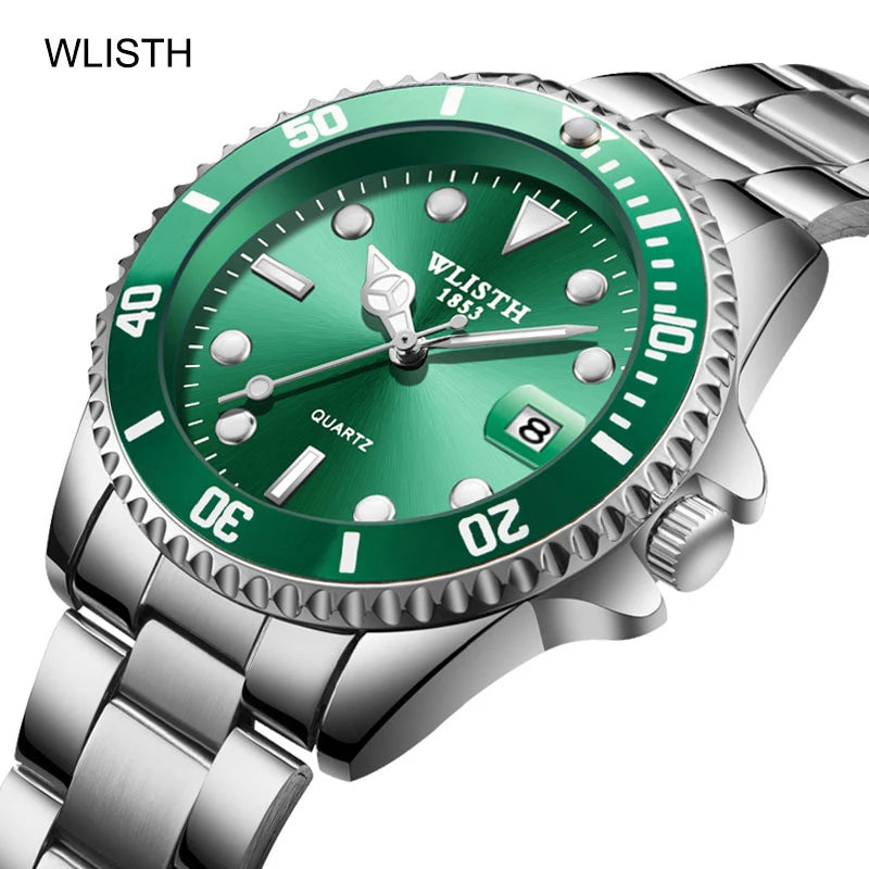 Relógio Masculino Clássico Vermelho e Azul com Lente de Aumento à Prova d'Água, Relógio Esportivo com Data, Relógio de Pulso Quartz Masculino