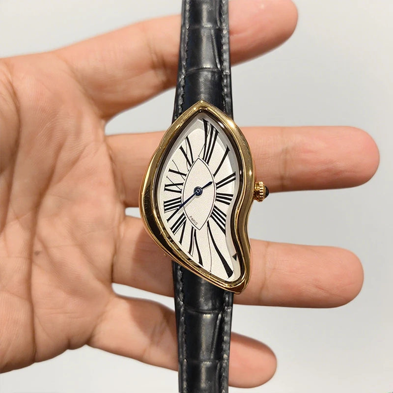 Relógio de pulso de couro genuíno moderno e individual, resistente à água, casual, quartzo