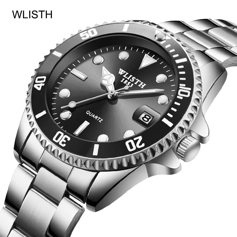 Relógio Masculino Clássico Vermelho e Azul com Lente de Aumento à Prova d'Água, Relógio Esportivo com Data, Relógio de Pulso Quartz Masculino